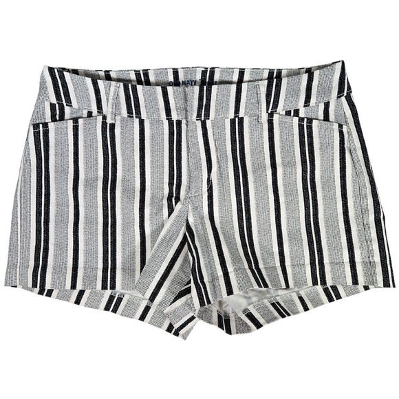 Old Navy Pants - Old Navy Pixie Chino Shorts Black White Stripe Womens Size 4